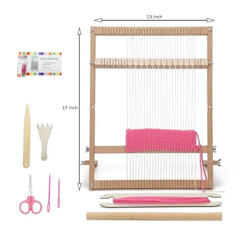 Weaving Loom for Beginners and 1 Set of Weaving Works Complete Yarn Kit with Detailed Friendly Instructions, Parents and Children in The Holiday Experience Weaving Brings Fun Pink - size: A7FT