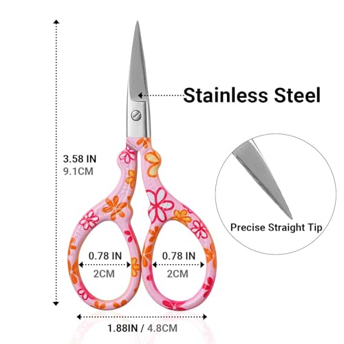 2PCS Sewing Embroidery Scissors, 3.6 Inches Sharp Stainless Steel Crochet Scissor Craft Scissors for Cross Stitch Supplies, Crochet Accessories, Paper Cutting,Threading & Needlework DIY(Black+Pink) - color: Black+pink