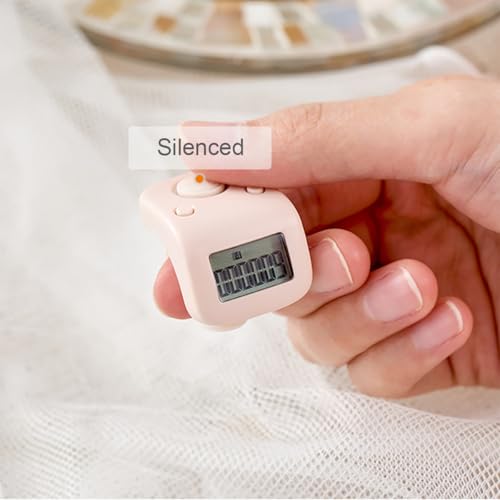 Rechargeable Finger Counter, IPX8 Waterproof Lap Counter, Silent 6 Channels Digital Tasbih Tally Clicker with LED for Prayer Swimming Knitting Gift - color: Pink