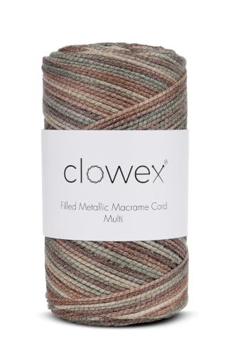 Sparkle Glitter Braided Macrame Cord 2.5mm x 820 ft, Metallic Lurex Shiny Crochet Yarn 273 yds for Bag, Purse, Runner, placemat (1, VR4) - color: VR4