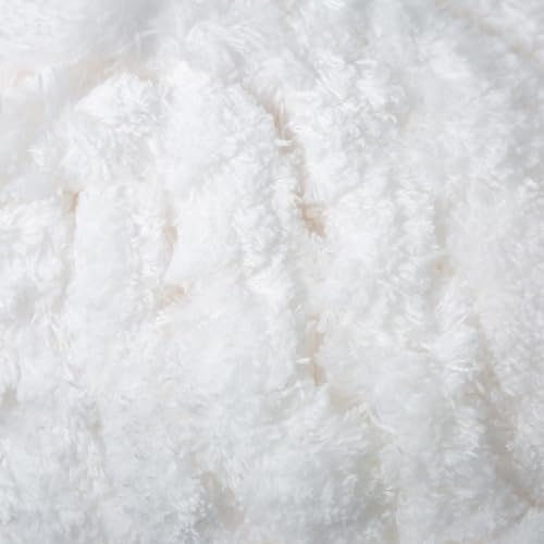 Loops & Threads Fluffy Chenille Yarn - Yarn for Knitting, Crochet, Weaving, and Arts & Crafts - White, Polyester, 10.58 oz - color: White