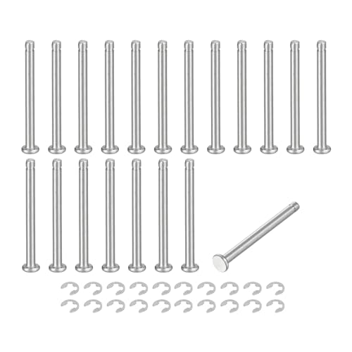 uxcell 20Set M3x35mm 304 Stainless Steel Cylindrical Shaft Snap Ring Locating Pin, Flat Head Grooved Hinge Cylinder Position Pin with E Clip Retaining Ring, Silver - size: M3x35mm