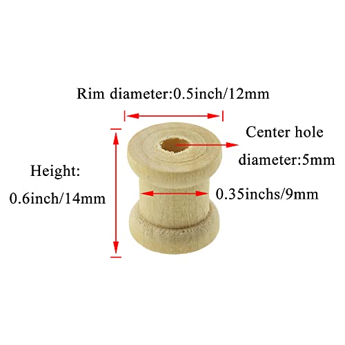 HAHIYO 0.6Inch 70pcs Natural Wood Unfinished Wooden Empty Thread Spool Smooth Wire Weaving Bobbin Textile Bobbin Rotatable Spool for Crafts DIY Art Education - color: Wood Color, size: 0.6Inch-70P
