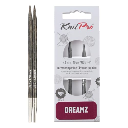 KnitPro Dreamz Interchangeable Circular Needles 4" (10cm) | US Size 7 (4.5mm) - color: Grey Onyx, size: US 7 (4.5mm)