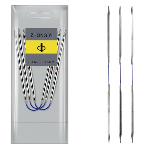 Soosui 4.5mm Circular Knitting Needles US7 |3-Pack 9-inch (23cm) Double-Pointed Flexible Circular Needles, 3cm Cable, Durable and Smooth for Sweaters, Socks, Hats, and Other DIY Knitting Projects. - size: 4.5mm/US7