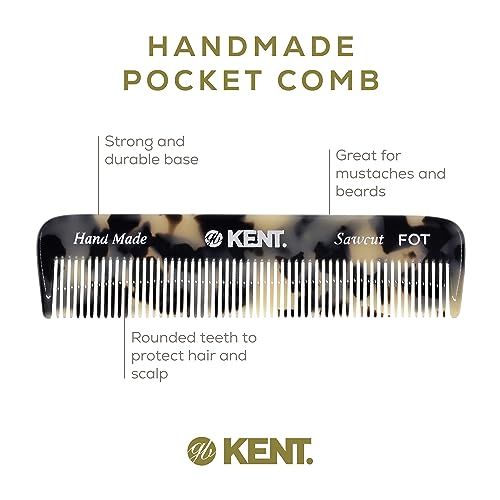 Kent FOT TW - 81T TW Beard Comb Set Pocket for Men - Pocket Combs Kit for Men for Travel and Home, Mustache Comb for Mens, Mini Beard Set for Mens Grooming, Handmade Combs Grooming Set - color: White Tokyo