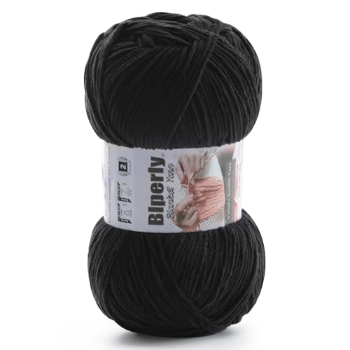 Skinny Chenille Yarn for Crocheting & Knitting-Crochet Yarn Black | 1 Pack of 317 Yards/100g(3.52 oz)Thin CYC #2 Super Soft Fluffy Velvet Yarn-Ideal for Amigurumi, Baby Blankets & Crafts - color: Black