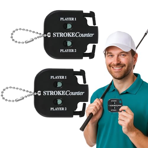 Mini Golf Stroke Counter Clicker,Dual Dial Scorekeeper Tool for 2 Players with Keychain, 2-Digit Manual Reset, Portable Golf Score Tracker for Game Scorekeeper,Golf Tournaments - size: 2PCS
