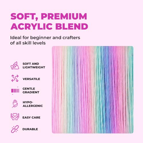 Mary Maxim Prism Yarn, Acrylic Multicolor DK Yarn, 290 Yards, Raibow | Ombre Yarn, 3 Weight, Machine Wash, For Knitting and Crochet, Create Baby Items, Blankets, Afghans, Clothing Variegated Yarn - color: Rainbow