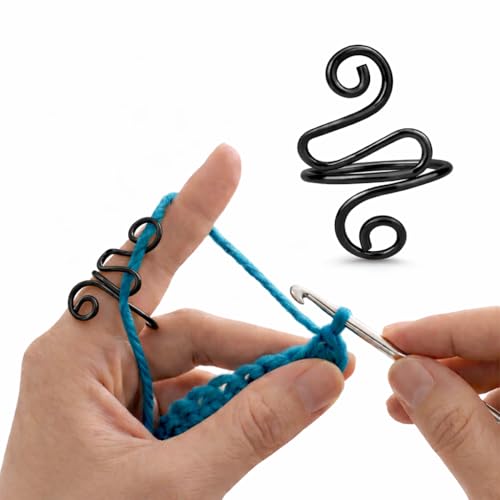 Crochet Tension Ring, Adjustable Crochet Ring for Finger, Works to Loop Yarn, Crochet Accessories, Crochet Supplies, Crochet Hooks, Gift, Resizeable, 1 Count (Black) - color: Black