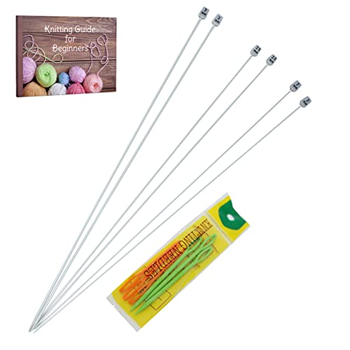 KnitPal 16-Inch (40cm) Aluminum Knitting Needles Set for Blankets - 3 Pairs | US Sizes: 0/2mm, 1/2.5mm, 2.5/3mm - Straight Knitting Needles Set Single Pointed - Metal Knitting Needles with eBook - size: US 0, 1, 2.5 (2mm, 2.5mm, 3mm), 16 inches