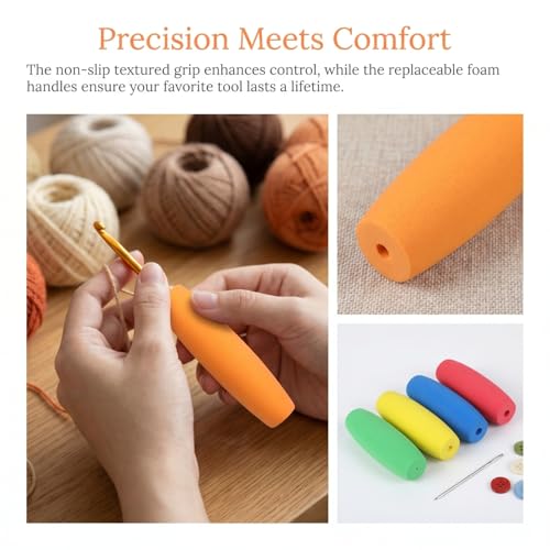 15Pcs EVA Crochet Hook Grip Sleeves Anti Slip Handle Covers for Knitting Crochet Craft Home Travel Use
