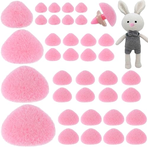 Winsyison 32pcs Craft Noses with Washers for Amigurumi, Pink | Plastic, Crochet Noses, Mix‑Size Flocking Craft Parts Accessories for Plush Crochet Puppet Animal Handmade Projects