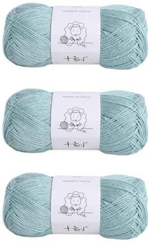 Linen Rayon Lyocell Blend Yarn, Superfine Fingering Weight (1), 150g/5.29oz (3 Strands, 50g/230yds per Strand)- 05 Aqua Green - color: SM05-Aqua Green