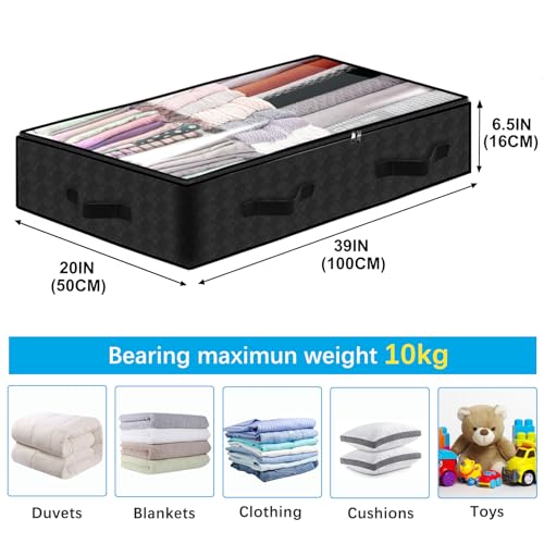 BiCINE 90L Under Bed Storage Containers, 8 Pack Foldable Closet Organizers and Storage Bins with Lid Clothes Underbed Storage Bags for Wrapping Paper, Blanket, Comforter, Towels, Sweaters, Pillows - color: Black - 8 Pack