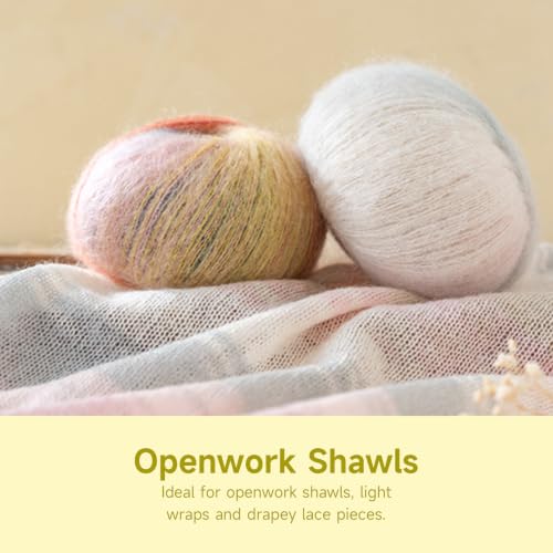 Susan's Family South African Mohair Variegated/1x50g/394Yds-Wild Blossoms | Soft, Durable and Variegated,40% Goat Mohair 30% Wool 30% Nylon/Polyamide, 1x50g , 394Yds , for Knitting, Crochet and Crafts - color: 04#Wild Blossoms