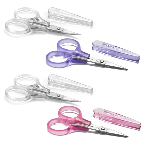 PAFASON Small Travel Embroidery Craft Scissors Set Straight Curved Tip | Stainless Steel for Scrapbooking Quilting Sewing Knitting Cross Stitch Crochet Thread Yarn Paper Detail Cutting Safety Case - style: Contemporary