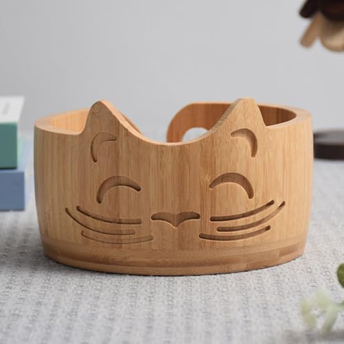 Wood Yarn Bowl, Yarn Bowls for Crochet, Yarn Knitting Bowl, Crochet Yarn Holder Bowl, 6.7inch Yarn Knitting Bowl for Storage Yarn, Wool, String or Crochet #003 - color: #003