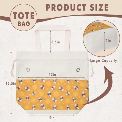 TOGETRUE Yarn Bag, Knitting Crochet Tote Bag, Yarn Storage Bags Organizer, Crochet bags for Crocheting Project, Store Skein Ball, Short Knitting Needle (Medium, Bees) - color: Bees, size: Medium