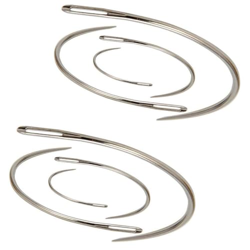 SaiDian 8Pcs Curved Needles 2" 2.5" 3" 3.5" for Carpet Canvas Seat Repair | C-Type,Stainless Steel,Smooth,Sharp,Flexible,Sturdy,Easy Threading for DIY Hand Sewing Repairing Leather Weaving Crafts