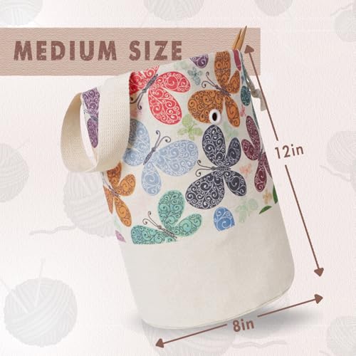 TOGETRUE Yarn Bag, Knitting Crochet Bag, Portable Yarn Storage Bags Organizer for Crocheting Project, Store Skein Ball, Short Knitting Needle (Medium, Butterfly) - color: Butterfly, size: Medium