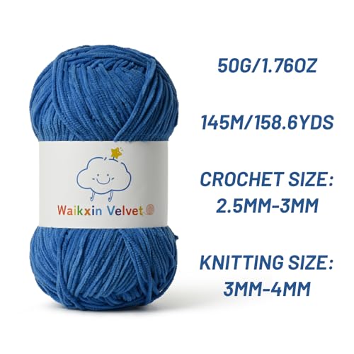 2 Pack Fluffy Chenille Yarn for Crocheting, Baby Yarn for Crocheting Soft, 100g/3.5oz Velvet Amigurumi Yarn, Fingering Weight Yarns for Crocheting Baby Blankets、DIY Craft.(2 Blue) - color: [2 Blue]