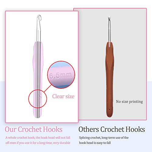 QMNNMA 6.5 mm Crochet Hook, Ergonomic Crochet Hooks for Arthritic Hands | Crochet Needles for Yarn, Extra Long Knitting Needles for Beginners and Crocheting Yarn, Good for Making Blankets - size: 6.5mm