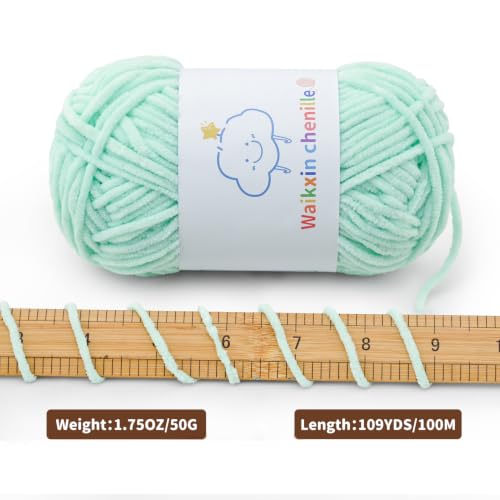 Skinny Chenille Yarn for Crocheting, 3 Pack of 1.75 oz/109 yds Amigurumi Yarn&Baby Yarn for Crocheting Soft, Fluffy Fingering Weight Velvet Yarn for DIY Crafts&Baby Blankets.(3 Army Green) - color: 3 Army Green