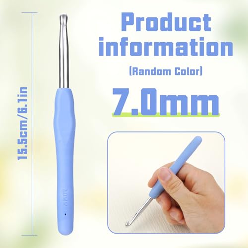 SHWAKK Crochet Hook, 7.0 mm Ergonomic Crochet Hook for Arthritic Hands | Crochet Needles, Ergonomic Handle, Knitting Needles with Soft Handle Beginners and Experienced Hobbyists(7.0 mm) - size: 7.0mm