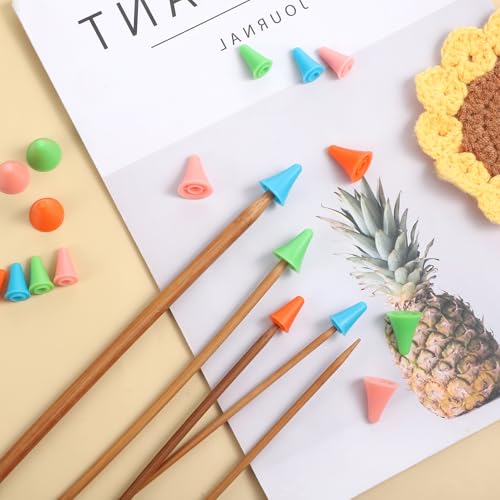 40Pcs Knitting Needle Stoppers, Colorful Plastic Knitting Needle Point Protector for Knitting Sewing DIY Art, 2 Sizes Needle Tip Cap Include 20 Small and 20 Large, Knitting Accessories