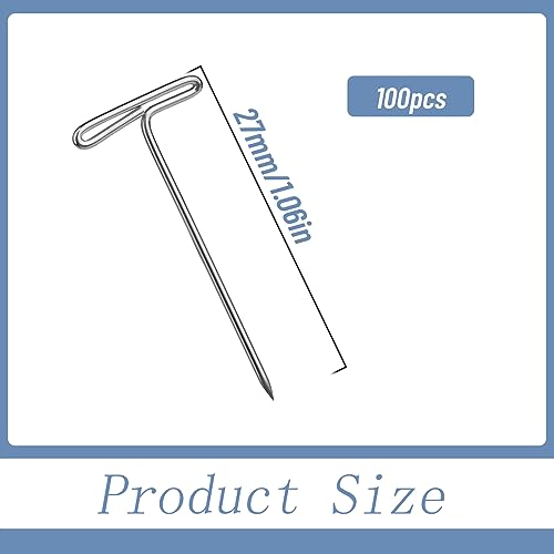 QMNNMA T Pins, 100 Pack 1 inch T Push Pins for Blocking Crochet with Box | T Pins for Sewing, Wig Pins Stainless Steel Push Pin Kit for Mannequin Head, Sewing, Crocheting and Modelling - size: 1 Inch