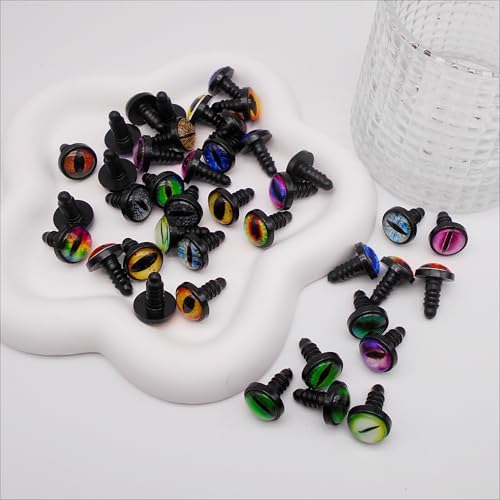 JJGQAZ 20Pairs 10MM Glass Safety Craft Eyes Owl Snake Lizard Eyes with Washers for Amigurumis Plush Animals Crochet Dragon Cat Dolls Making - size: 10MM