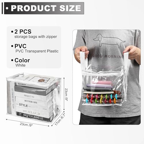 PATIKIL 9x10.6x9in Clear Storage Bags, 2PCS Plastic Storage Bags Clear Small Zippered Organizers Foldable Closet Bed Sheet Organizer Cube with Zipper for Book Clothes Yarn,S, White - color: White, size: S