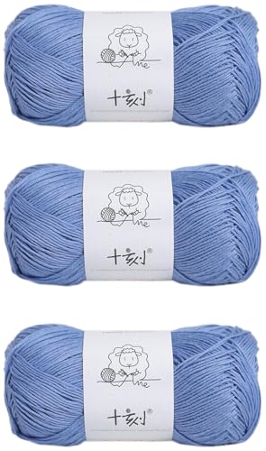 Linen Rayon Lyocell Blend Yarn, Superfine Fingering Weight (1), 150g/5.29oz (3 Strands, 50g/230yds per Strand)- 08 Blue - color: SM08-Blue