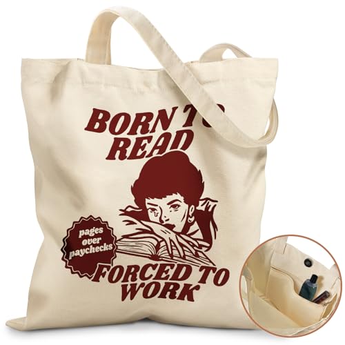 Miss Adola Aesthetic Tote Bag for Girls - with Magnetic Buckle and Zipper Inner Pocket for Women Lady Canvas Cotton Tote Bag - color: Reading Girl