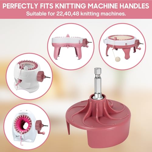DoubleCare Knitting Machine Adapter, Quick Knit Machine Attachment | with Hexagonal Steel Drill Electric Screwdriver, Compatible with 48/40/22 Needles, DIY Craft Fast Knitting Christmas Hats - size: Accessories-Rose