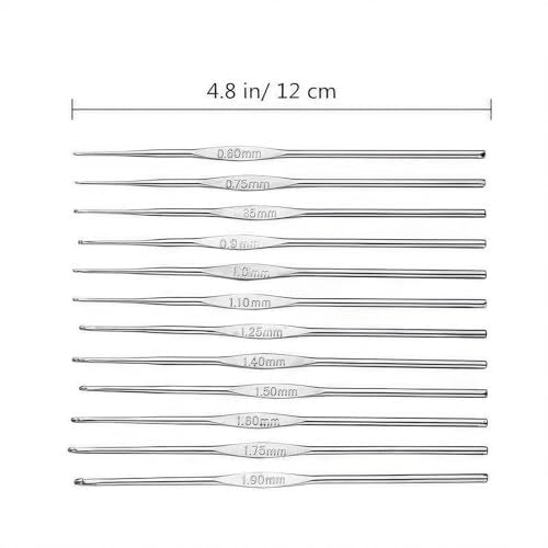 Skweawert 6Pcs 1.75mm Stainless Steel Crochet Hook | Bulk Hand Needles, for Beginners, Women, College Students, Crocheters - size: 1.75mm