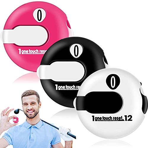 Frienda Golf Score Counter with One Touch Reset | Clip-on Golf Stroke Counter for Women and Men, One-press Reset Counts to 12, Attaches to Glove Collar Belt, Mini Scorekeeper - color: Red, White, Black