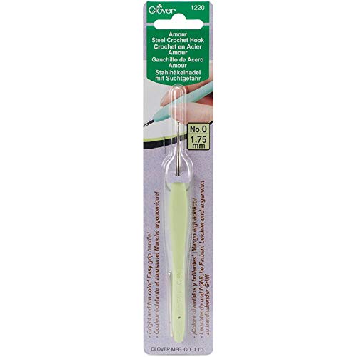 Clover 1220 Amour Steel Crochet Hook No. 0, 1.75mm - size: No. 0 / 1.75 mm