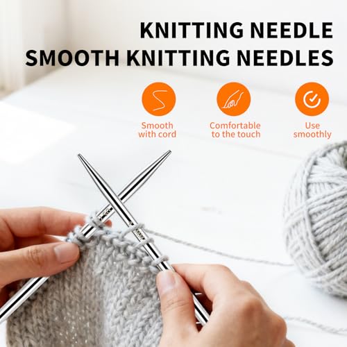Soosui 6.0 mm Circular Knitting Needles US10|32 inches/80 Centimeters Long | Circular Knitting Needle, Made of Metal, Suitable for Weaving Scarves, Blankets, etc. - size: US10/6.0MM