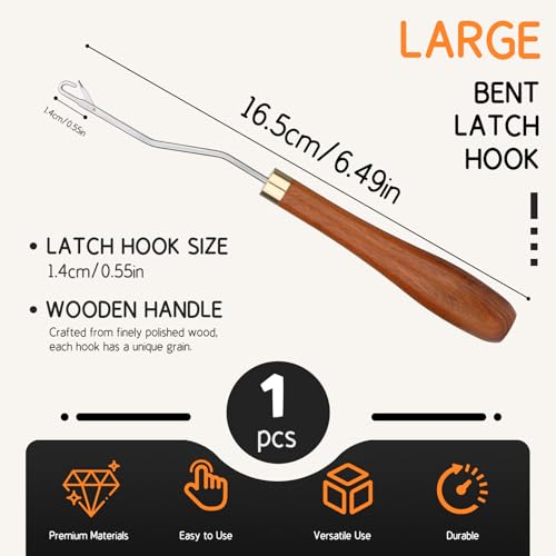 Giwrmu Latch Hook Tool, Small Bent Latch Hooks, Rug Hook (Type 2) | Wooden Bent Latch Hooks, Crochet Needle for Crochet Rug, Micro Braids, Hair Extension, Carpet Crafts - color: Type 2, size: Small Bent Hook