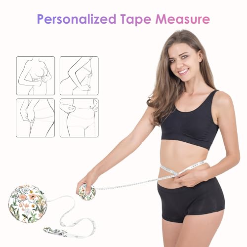 Sewing Tape Measure，Colour Printed Small Retractable Soft Measuring Tape for Tailor Cloth Fabric Body Measurements. - color: White Flower
