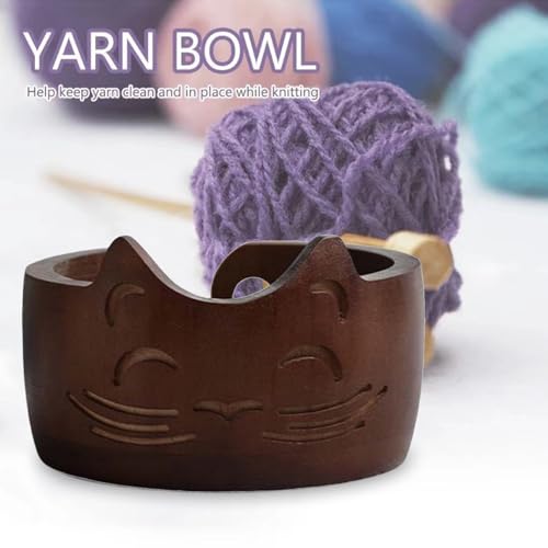 Wood Yarn Bowl, Yarn Bowls for Crochet, Yarn Knitting Bowl, Crochet Yarn Holder Bowl, 6.7inch Yarn Knitting Bowl for Storage Yarn, Wool, String or Crochet #002 - color: #002