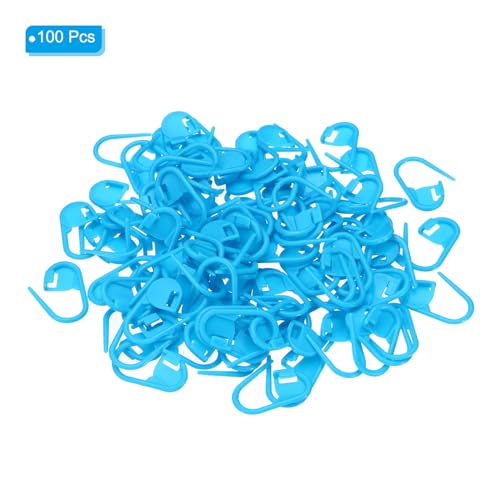 PATIKIL Crochet Stitch Markers, 100 Pack Plastic Knitting Markers Locking Stitch Marker for Sewing Crocheting DIY Craft, Lake Blue - color: Lake Blue
