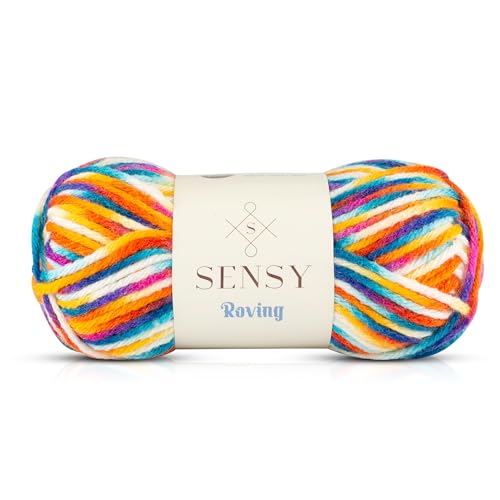 Sensy Roving Multi Color Yarn, 3.5 oz, 132 Yards, Gauge 5 Bulky (Carnaval) - color: Carnaval, size: 1 Skein