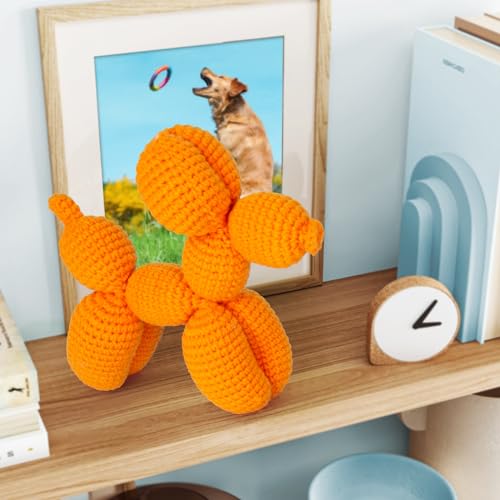 Crochetta Crochet Kit for Beginners, Crochet Kit w Step-by-Step Video Tutorials, Crochet Starter Kit Learn to Crochet Kits for Adults Kids Beginners, Vibrant Orange Balloon Dog (40%+ Yarn Content) - color: CrochetBalloonDog