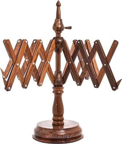 WARESHIRE Yarn Swift and Ball Winder Combo Wooden Handmade Hand Operated | Natural Yarn Ball Winder Large Center Pull Cake with Tabletop Umbrella Yarn Swift Wool String Yarn Skein Holder (Antique BW) - color: Antique BW