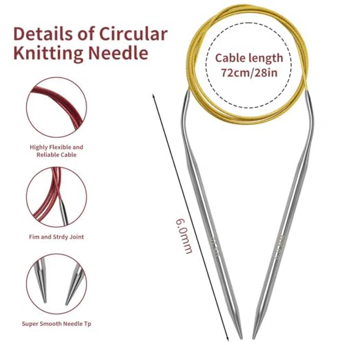 Soosui 2.0 mm Circular Knitting Needles US0, 47 inches/120 cm Curved Tail | For Beginners, Knitting Shawls, Scarves, Blankets, Large Projects - size: US0/2.0mm