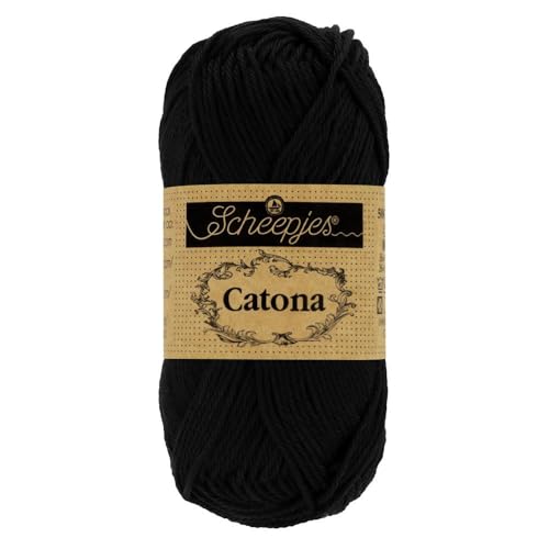 Scheepjes Catona Mercerized Cotton Crochet Thread 100g - 110 Jet Black - color: 110 Jet Black