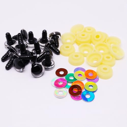 BUXIMN 16pcs 16mm 3D Small Safety Eyes for Crocheting, Tie Dye Laser Crochet Safety Eyes, for Stuffed Animals Doll Eye Crafts - color: Colorful A, size: 16mm